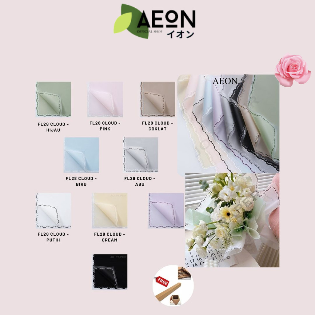 

AEON - (5 LEMBAR) - FL28 CLOUD Kertas Bunga Paper Buket Motif Frame List Awan Cloud Kado Transparan Florist Cellophane