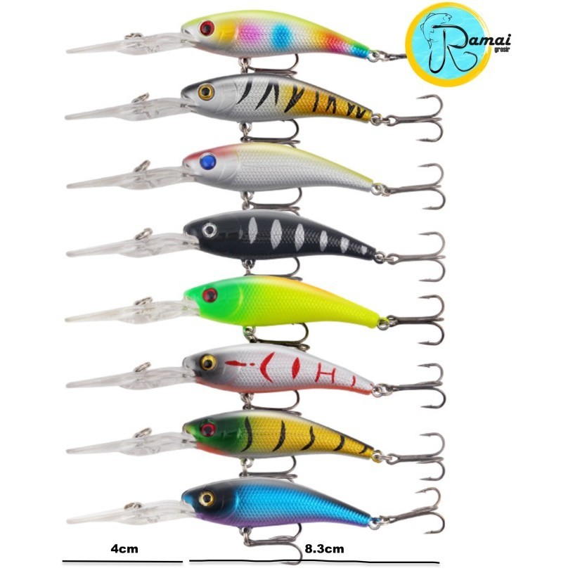 Umpan Lidah panjang/Umpan minnow /Umpan pancing tiruan ikan - hitam