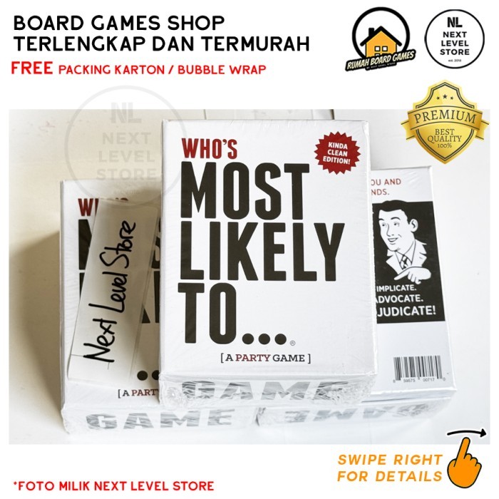 Who's Most Likely To Board Games Card Game Friends Who is Couple Family Permainan Kartu Keluarga Par