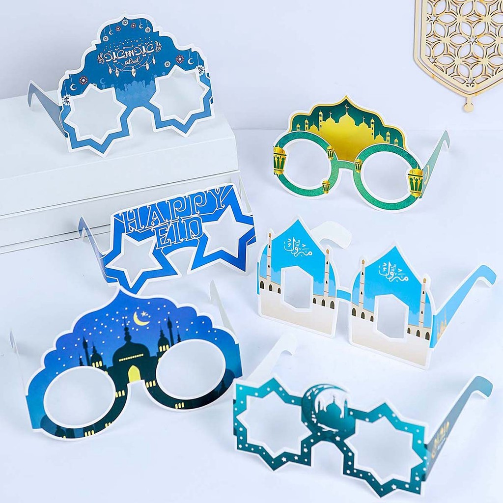 

EID Mubarak Paper Glasses 2025 Ramadan Decorations For Home Islamic Muslim Party Supplies Photo Booth Props Gifts Eid Al Adha