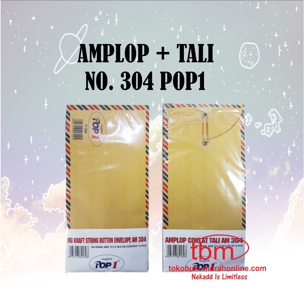 

AMPLOP KRAFT AM+TALI @10 POP 1 - 304 / AMPLOP COKLAT