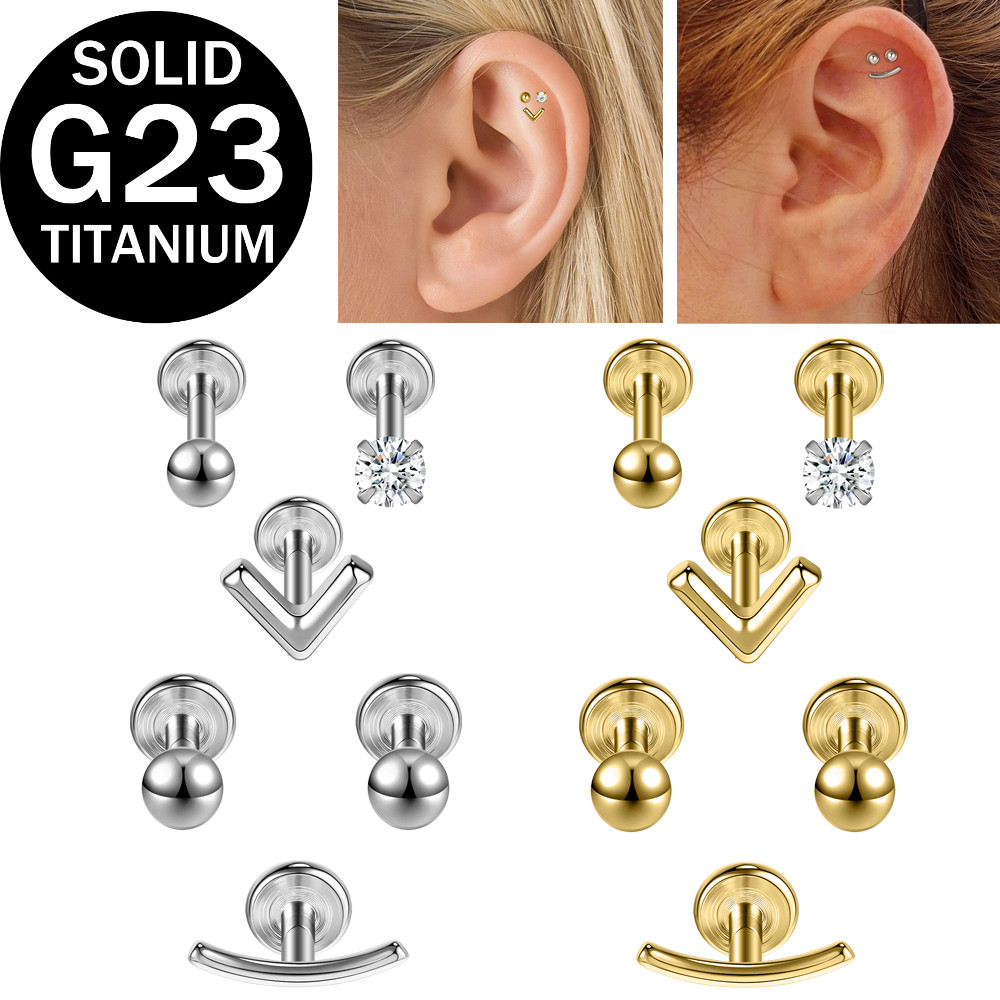 1 Set/3 Pcs G23 Titanium Anting Tindik 16G Anting Anti Karat 6mm/8mm Double Ball Benang Dalam Helix 