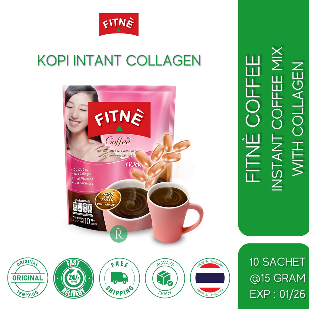 

Fitne Coffee - Instant Coffee Mix With Collagen - Isi 10 Sachet Thailand