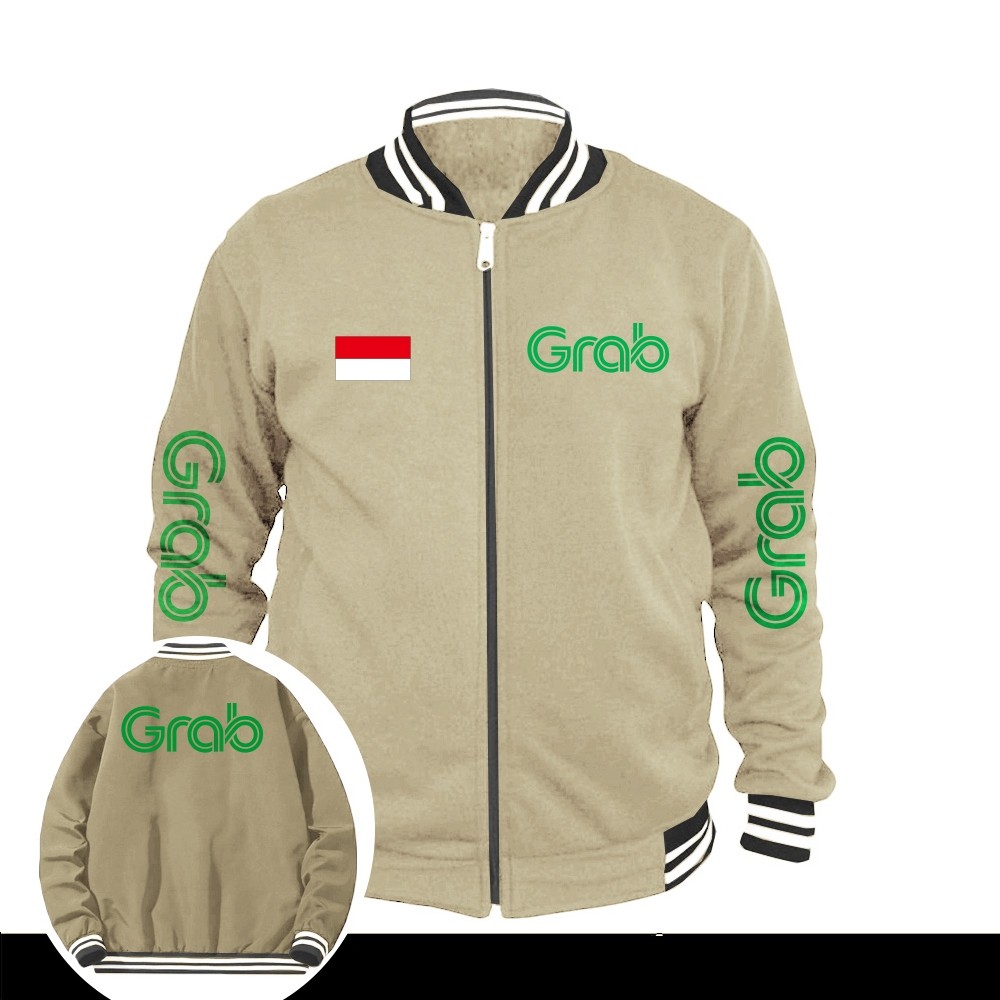 JAKET GRAB BASEBALL RESLETING SIMPLE / JAKET DRIVER GRAB FREE SABLON NAMA /JAKET KATUN DRIVER GRAB