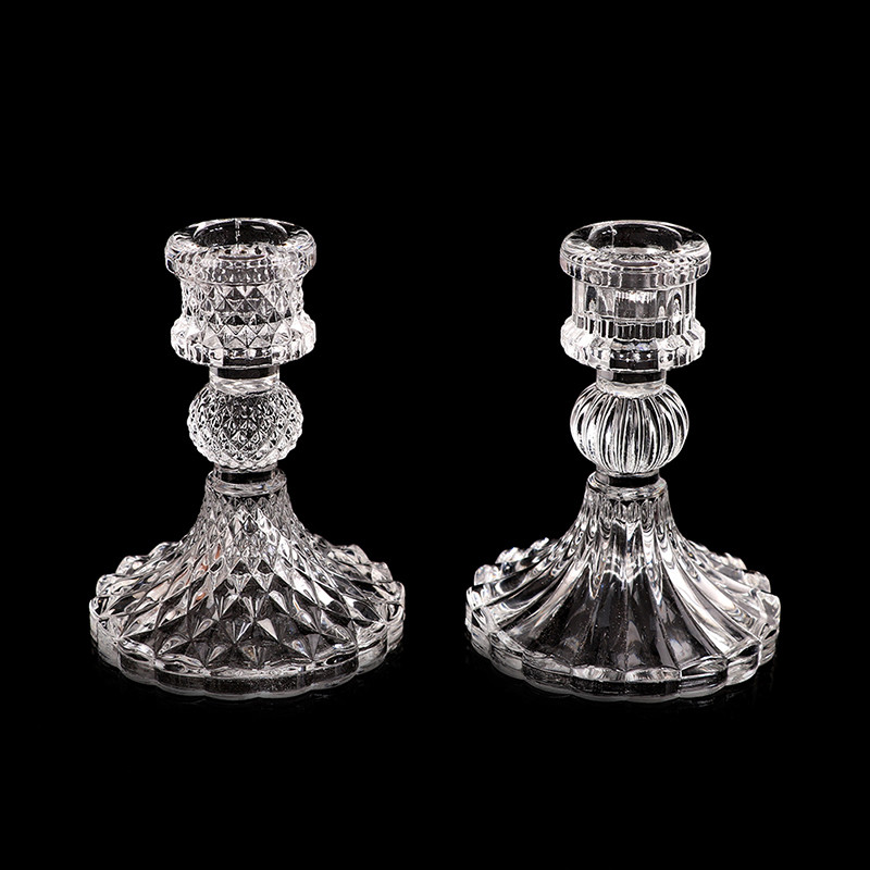 

1PCS Vintage Glass Clear Candlestick Dinner Candle Holder Home Wedding Decorations