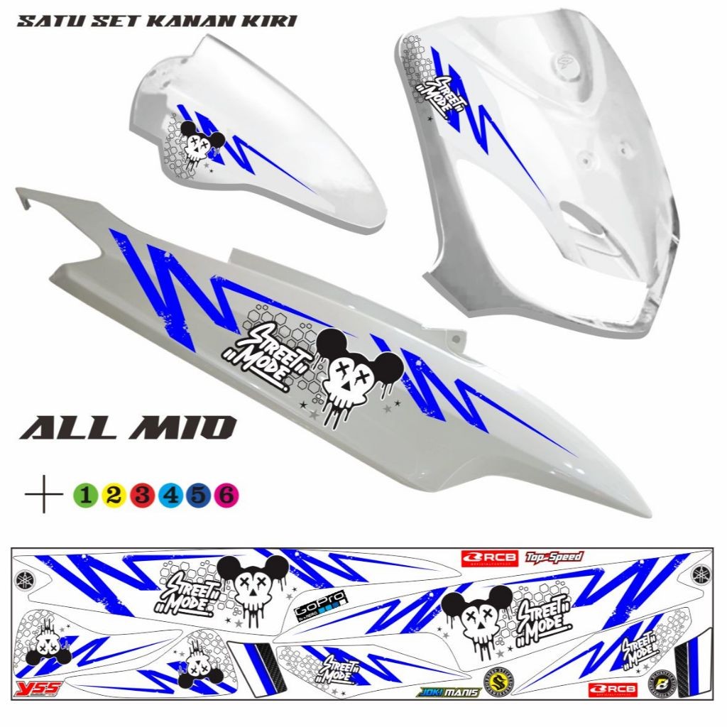 STIKER LIS MIO OLD / STRIPING VARIASI MOTOR MIO SPORTY / MIO SMILE PUTIH STIKER VARIASI MOTOR
