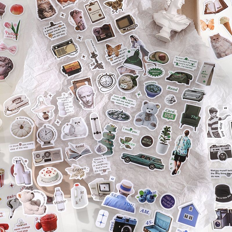 

2 Sheets Korean Style Daily Life Decorative Stickers for Art Crafts Collage Scrapbooking DIY