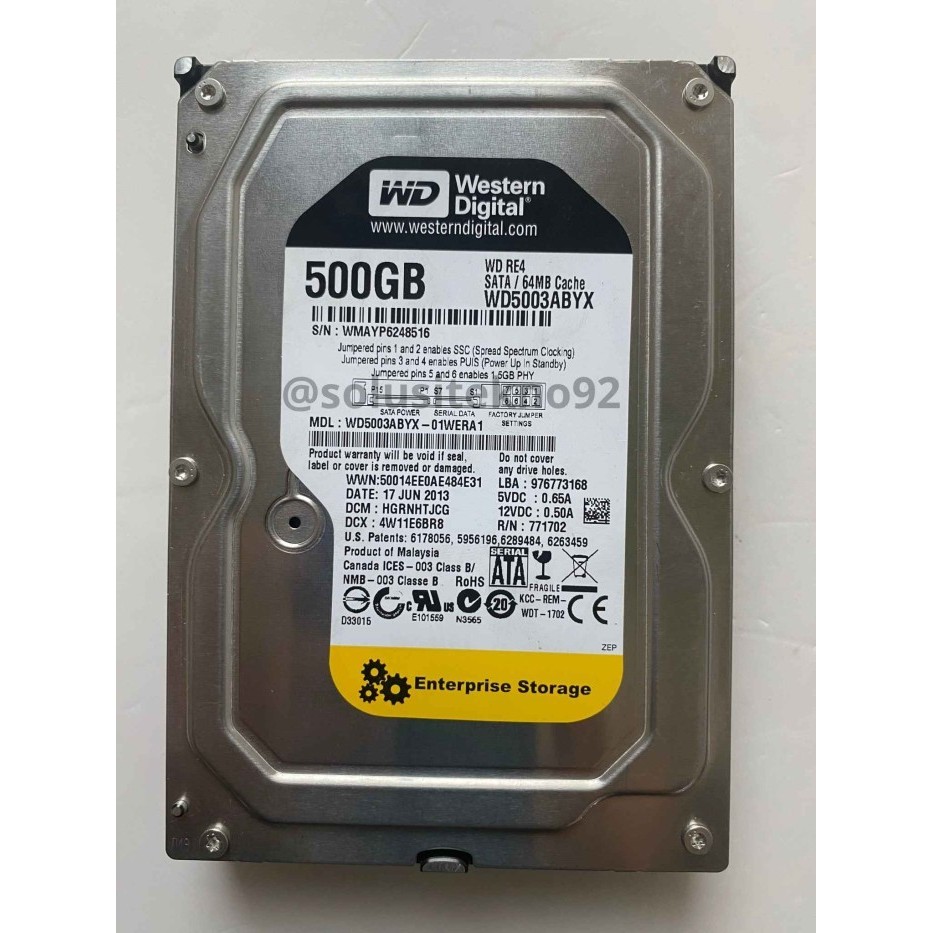 HDD WD BLACK 500GB 64MB WD5003ABYX SATA