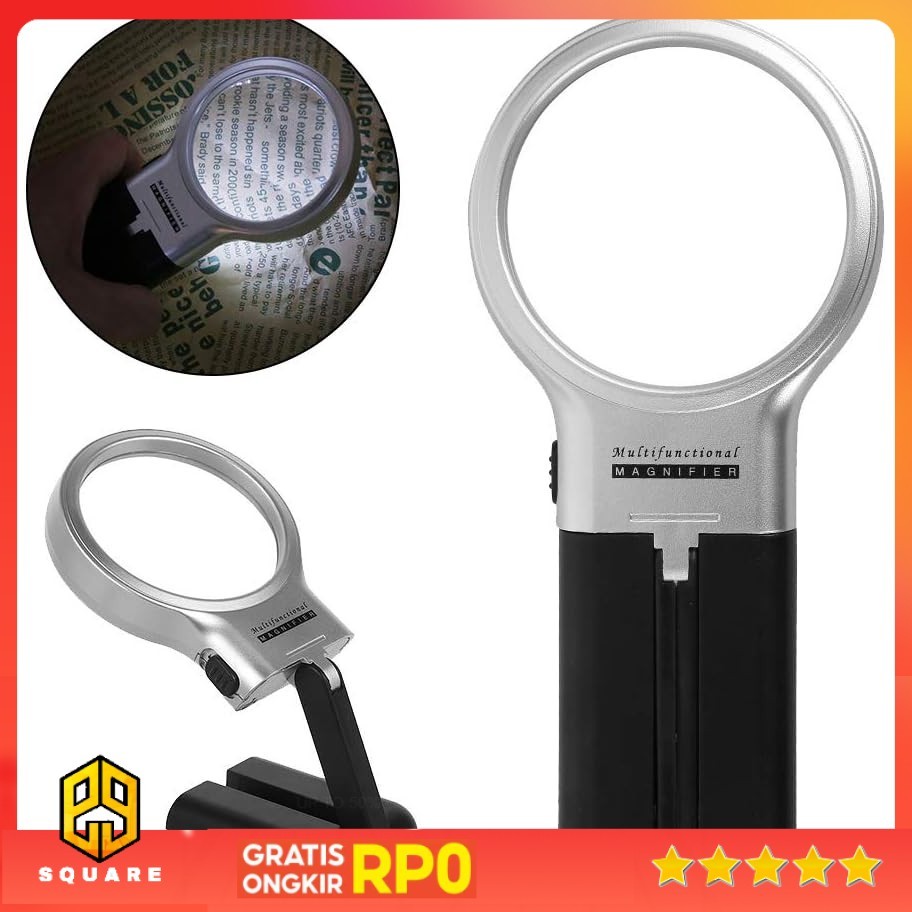 

FOX Kaca Pembesar Lipat Foldable Magnifying Glass with 2 LED 63mm 3X - TH-7006 Original 99 Square