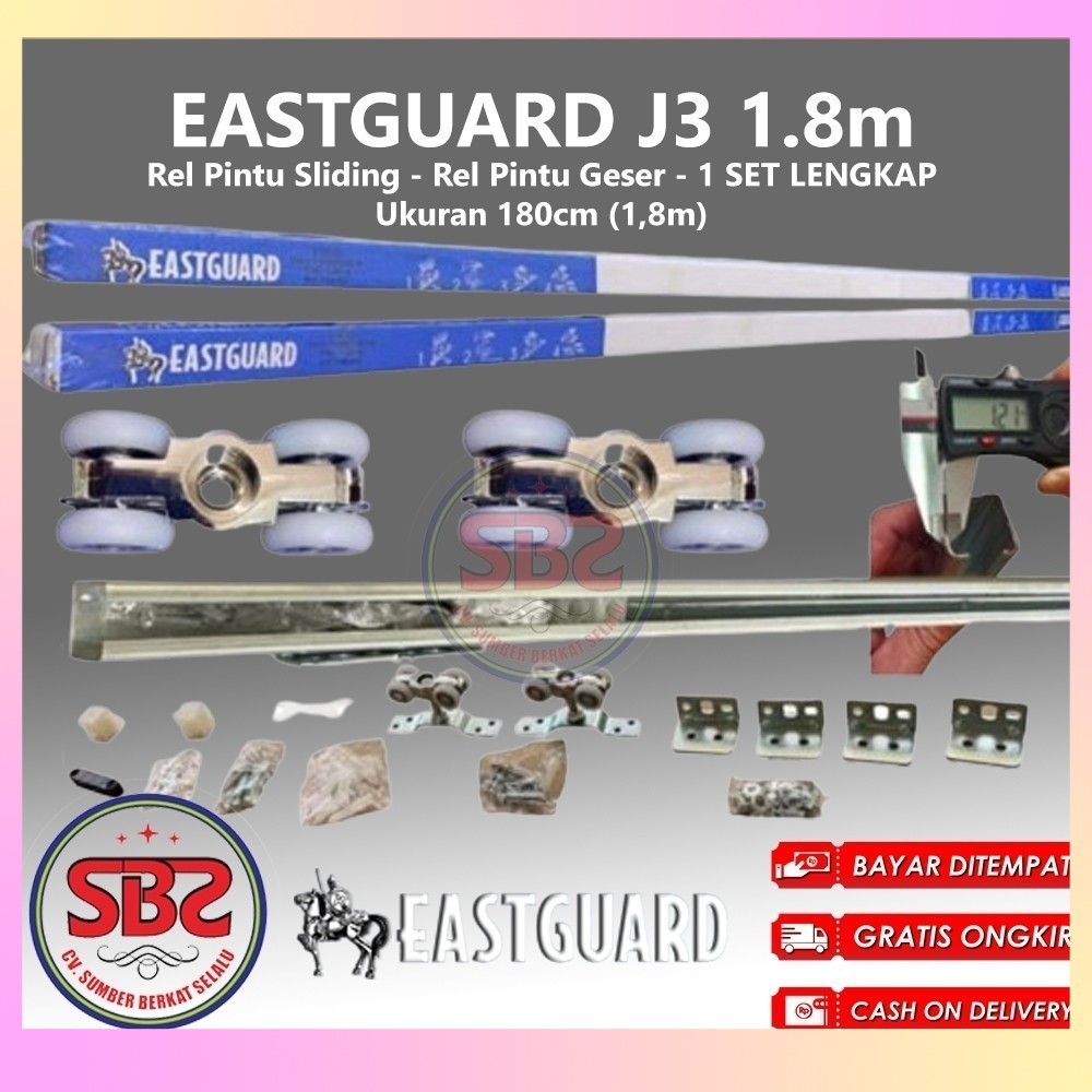 REL SLIDING J3 EASTGUARD - Rel Pintu Dorong - Sliding Rail Galvanis - Sliding Track - Rel Pintu 1.8m