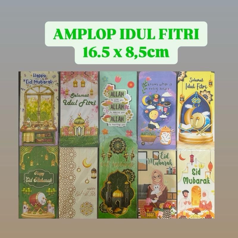 

Amplop Lebaran Idul Fitri Ukuran Besar Uang Tanpa Lipat Angpao Hari Raya 16.5cm x 8,5cm Ampau Uang THR Envelope