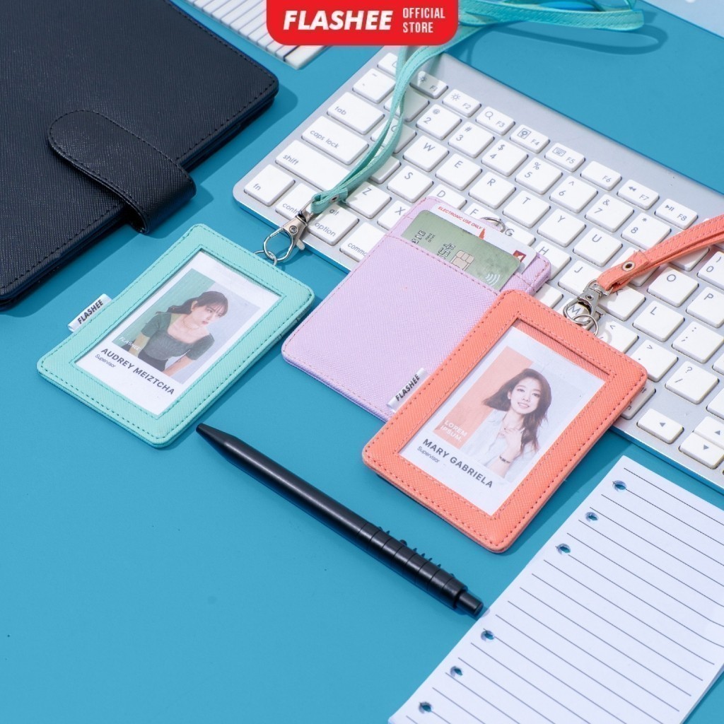 

Lanyard ID Card Name Tag Holder Gantungan ID Card Kulit Sintetis 3 Slot Kartu Pria Wanita