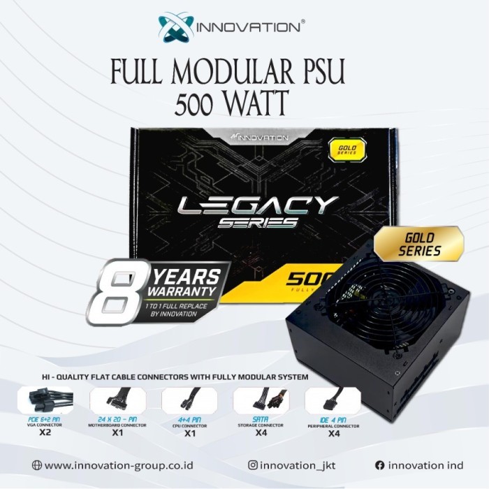 PSU Innovation 500W 80+ Gold Power Supply 500 watt (Garansi 8th Ganti baru)