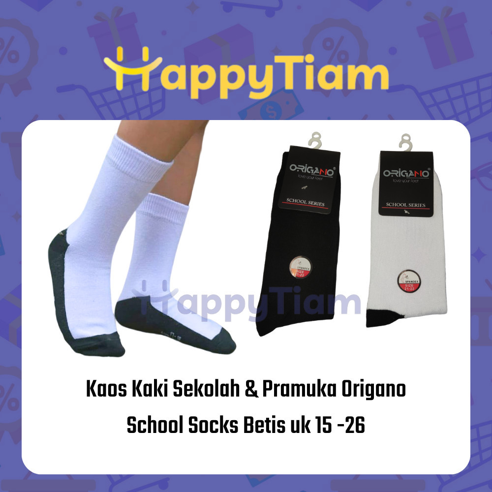 KAOS KAKI ORIGANO BETIS 15 - 26 PUTIH HITAM SEKOLAH PRAMUKA KAUS ANAK TK SD SMP SMA TEBAL IMPOR