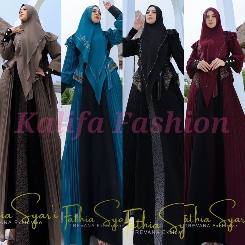 Fathya Syar'i by Trevana Collection Premium / Gamis Syar’i Ori / Gamis Set Syar’i / Dress Syar'i / Gamis Pesta Mewah / Baju Syar'i Terbaru / Dress Polos Mewah / Fashion Muslimah Branded