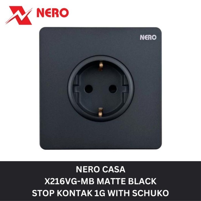 NERO CASA X2 MATTE BLACK STOP KONTAK 1 GANG X216VG-MB