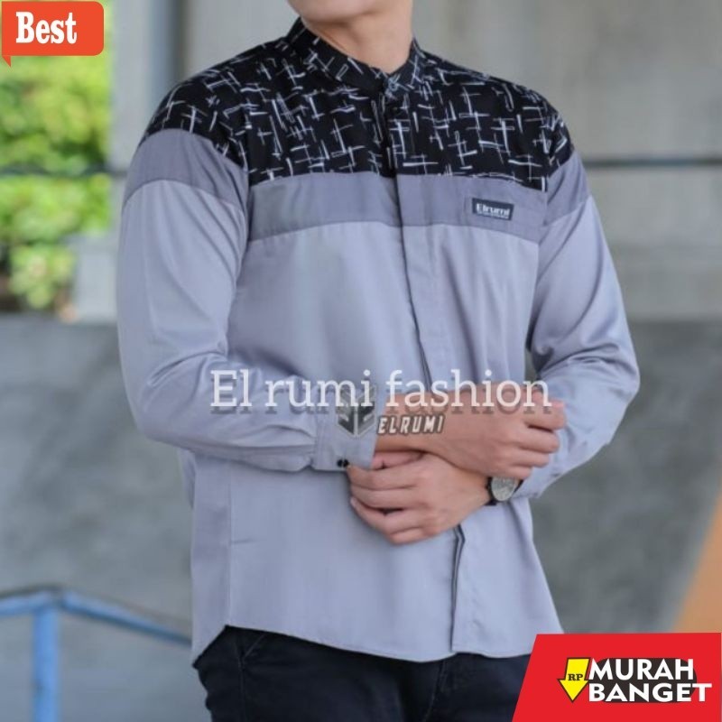 Baju muslim lengan panjang- Koko El Rumi Terbaru Koko Motif Senopati Baju Koko Pria Lengan Panjang O