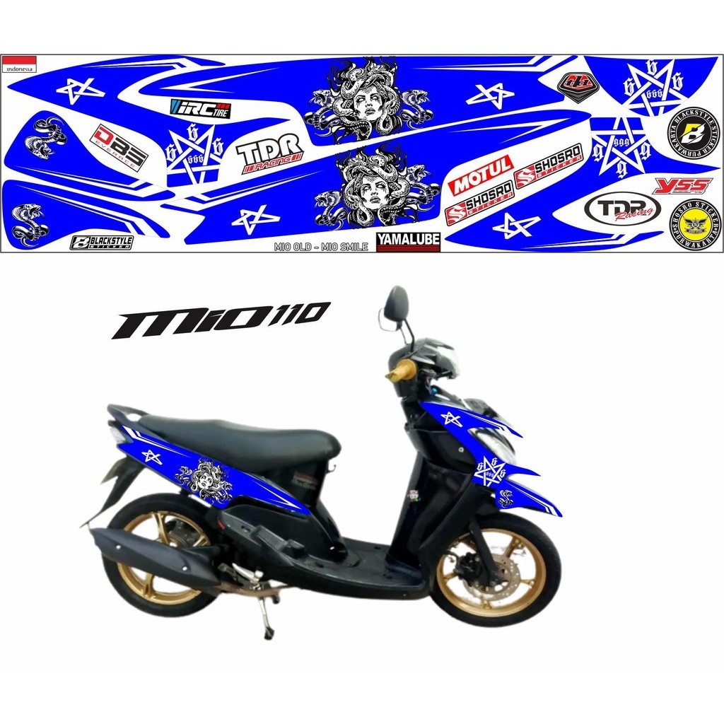 SETIKER/ VARIASI POLET BODY MOTOR YAMAHA mio smile BIRU STRIPING / variasi stiker YAMAHA mio old mio