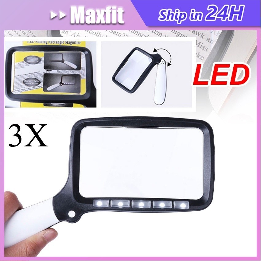 

Kaca Pembesar 3X Dengan Lampu 5 LED Pembesar Huruf Terang Alat Bantu Baca Lihat Magnifying Glass Magnifier