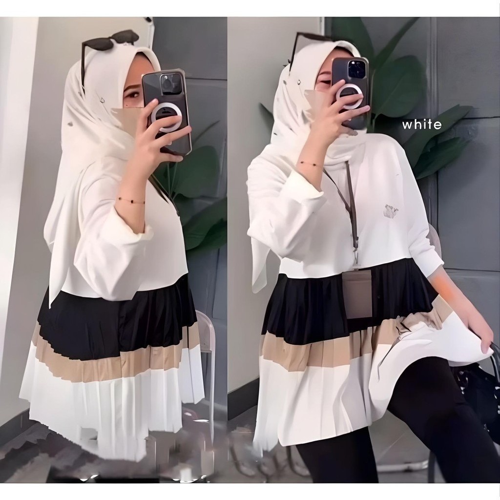 RKKPERWIRA - ZNF FASHION WANITA RUWA / Set Cora Stripe / Outfit Daily Wanita Hijab / Fashion Kekinia