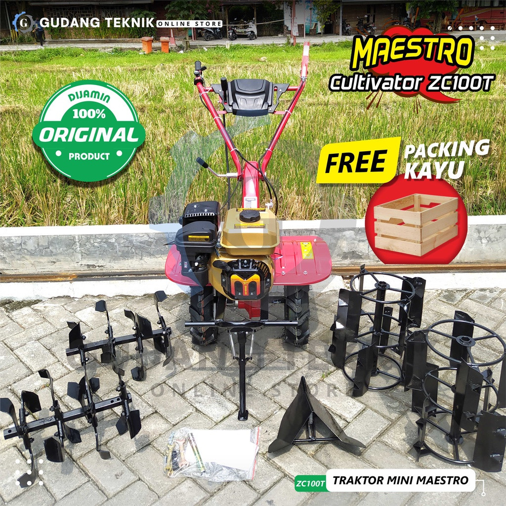 Mesin Traktor Mini Bajak Sawah Cultivator ZC100T MAESTRO / Tiller Cultivator Mesin Bajak Sawah Basah