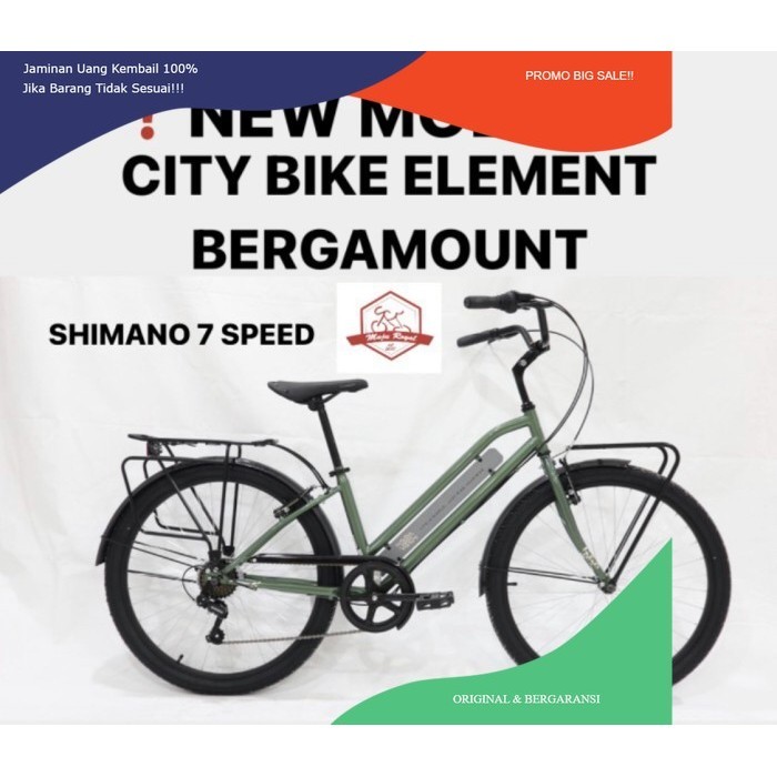 PROMO FLASH SALE SEPEDA CITY BIKE ELEMENT BERGAMONT 26 inch BERGAMOUNT LONDON TAXI NEW - DARK GREEN