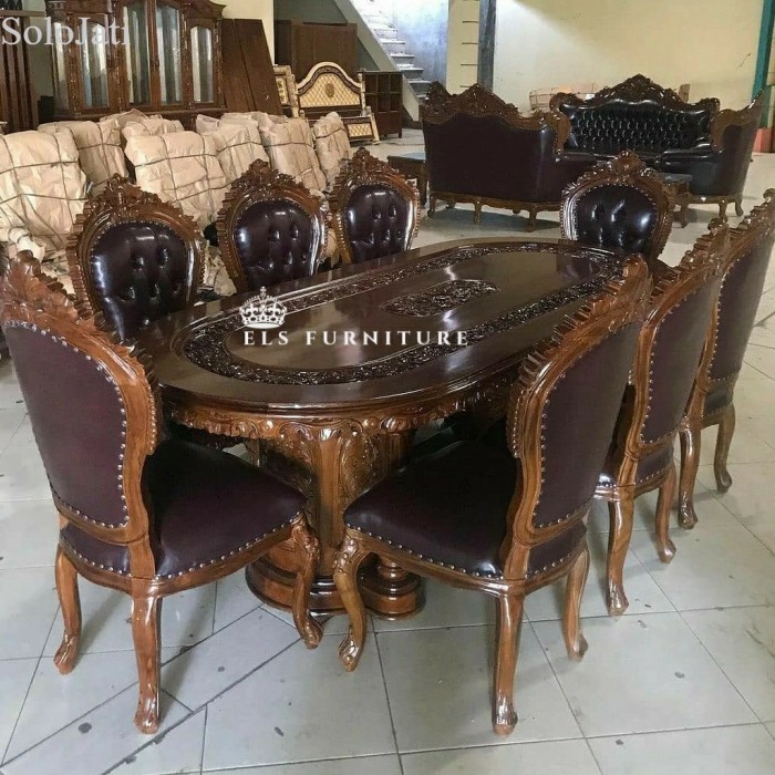 

Set Kursi Meja Makan Prancis Kayu Jati Ukir jepara kursi 8 murah