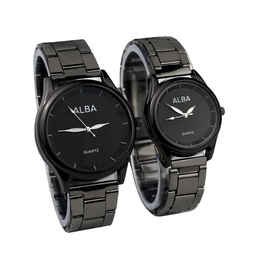 Jam Tangan Wanita Pria Couple Rantai Mewah Elegant A L B A Keren Kekinian Belum Anti Air Premium Qua