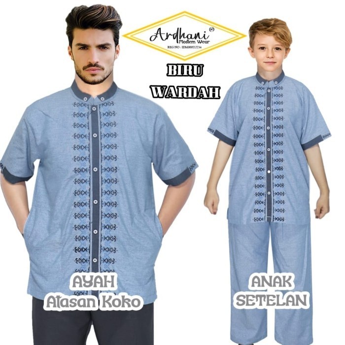 Baju Koko Couple Ayah dan Anak  Shakeil by Ardhani - BIRU WARDAH, 12