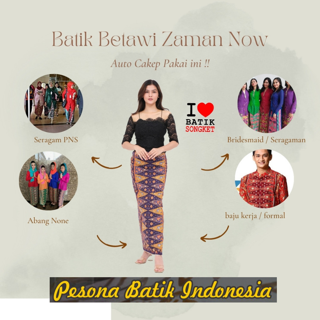 ROK BATIK INSTAN BAWAHAN KEBAYA WISUDA KONDANGAN ACARA FORMAL SARUNG BETAWI TUMPAL PUCUK REBUNG BAHA