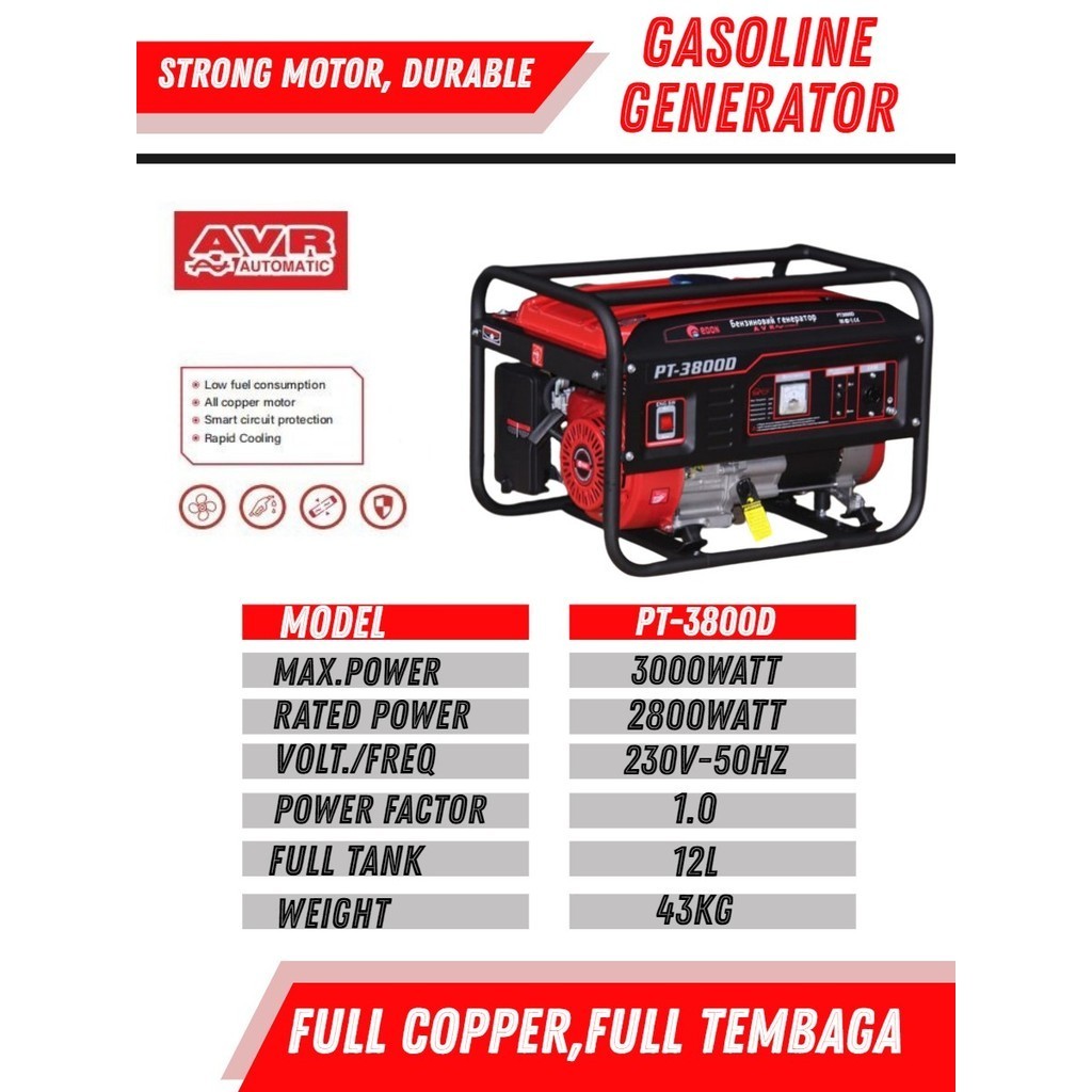 GENSET 3800 Watt EDON 3800 Gasoline Generator Generator Bensin 4 tak Edon Bergaransi resmi Edon gens