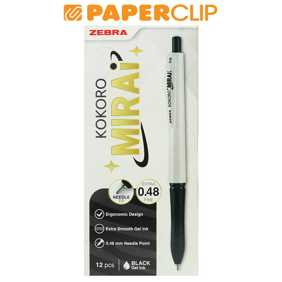 

Pack Zebra Gel Pen Kokoro Mirai 0.48mm / Pulpen Retractable Super Smooth isi 12 Pcs