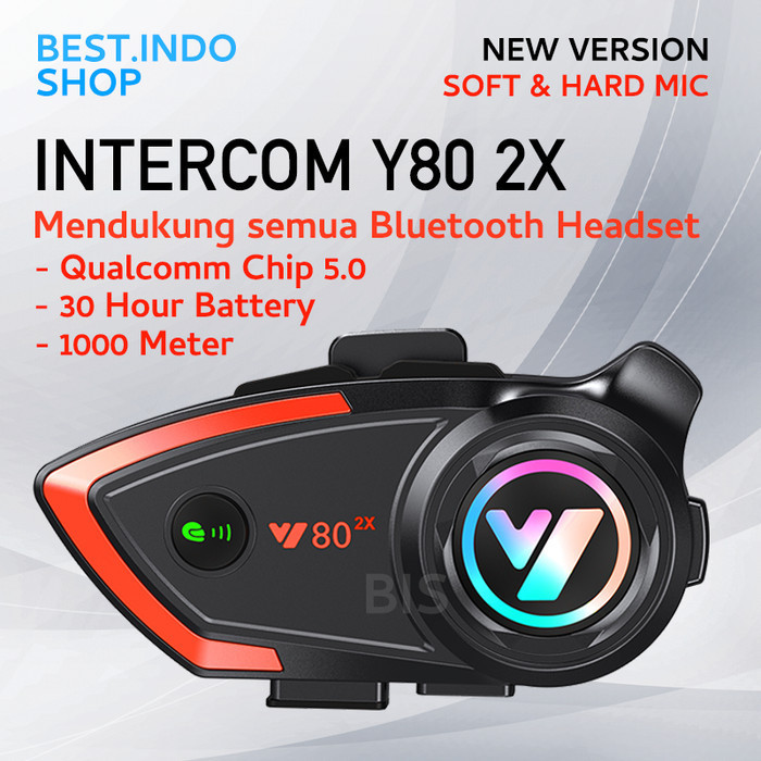 Intercom Y80 Helm Bluetooth Intercom Headset Rider 2 Arah