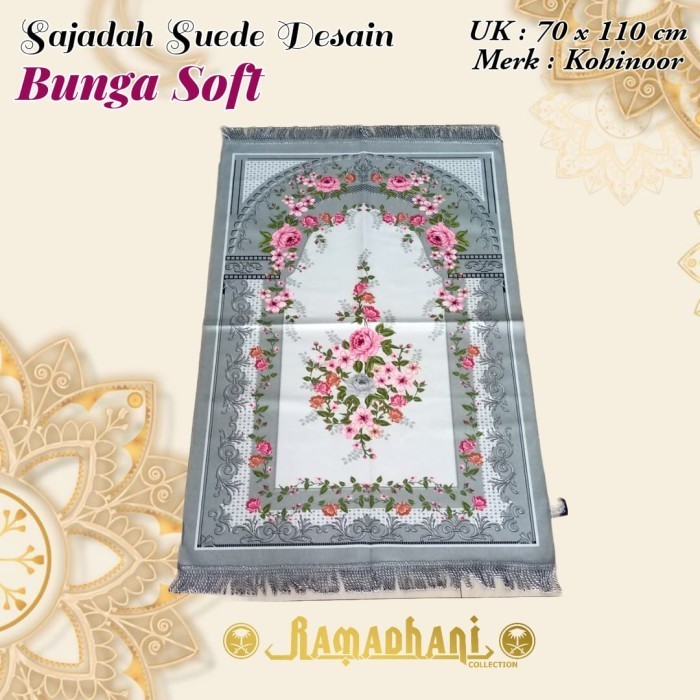 Sajadah Suede Desain  Bunga Soft Kohinoor - Tosca