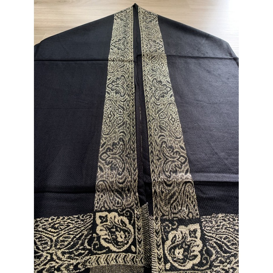 Sorban Tristar Almas Kashmiri Black Gold | Shawl Almas Hitam 308F