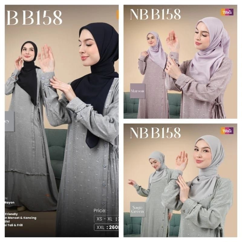 GAMIS NIBRAS NB 158 WARNA SAGE GREEN, MAROON DAN GREY