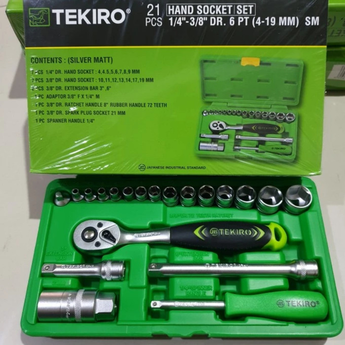 Kunci Shock Set Tekiro 21 Pcs / Kunci Sok 1/4" - 3/8" Tekiro 21 Pcs
