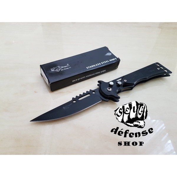 Button Folded Knife-Pisau Lipat Columbia Black USA TMSTORE