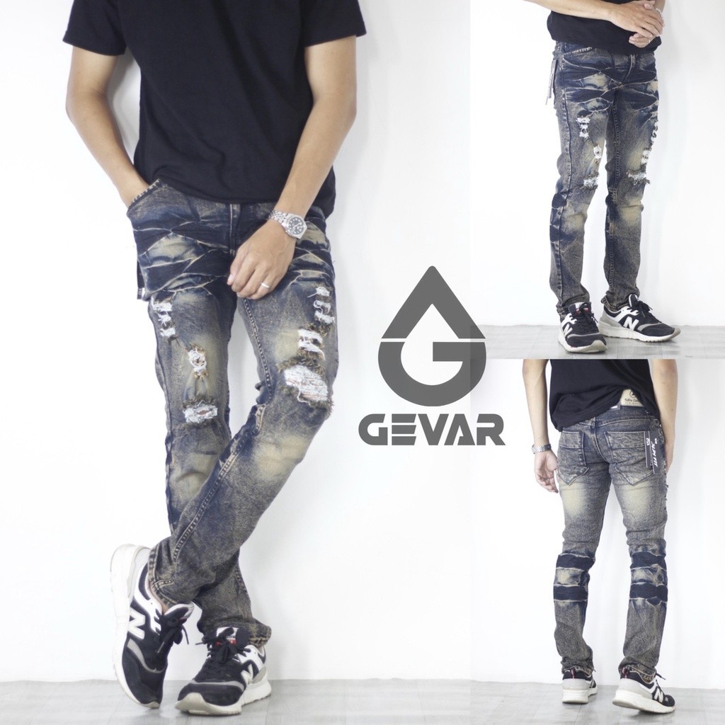 GEVAR Celana Jeans Ripped Sobek Ringle Premium