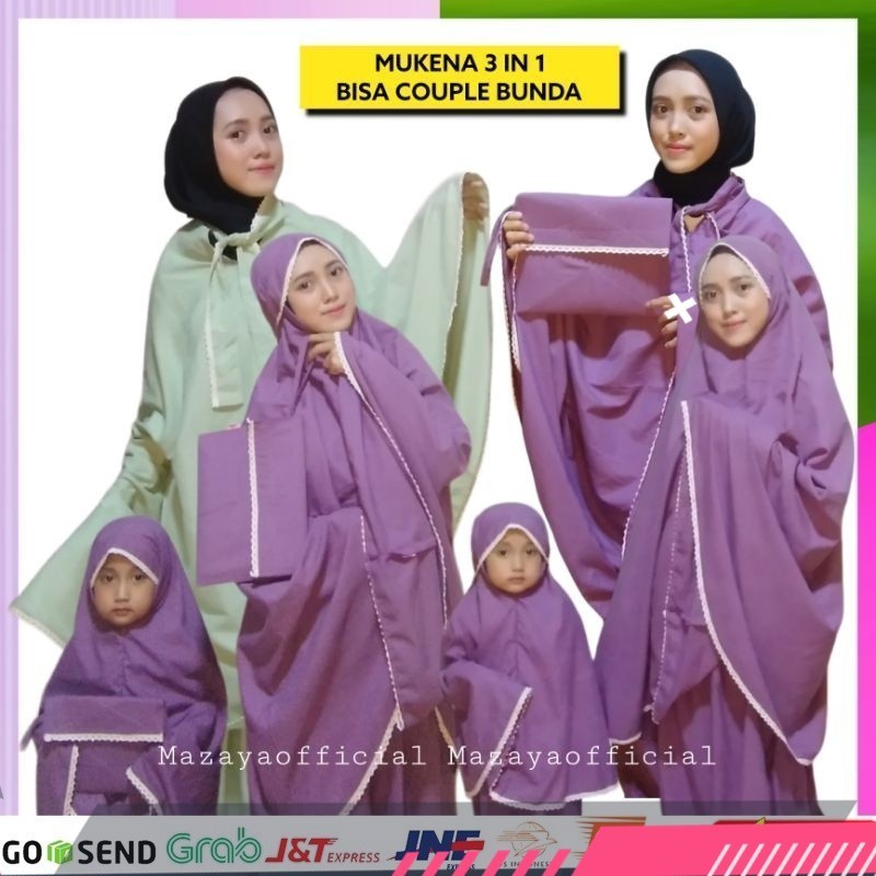 Mukena Anak katun Premium 3 in 1 Usia 2 tahun-3-4-5-6-7 dan dewasa Mukena Couple ibu dan anak Bahan 