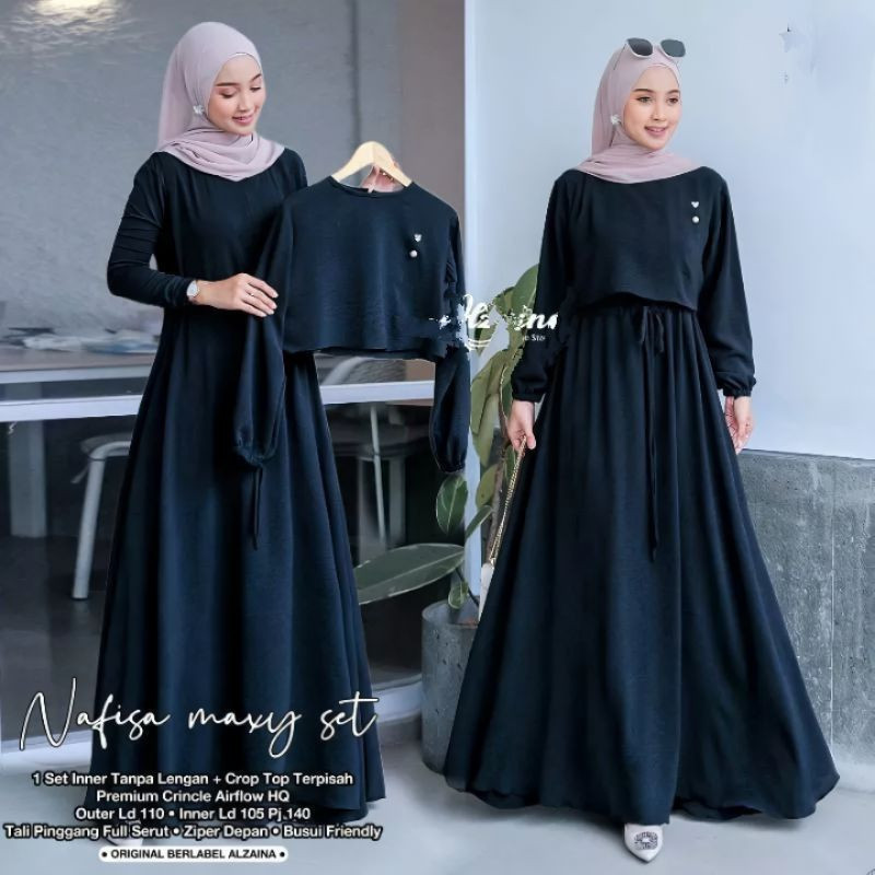 TREXUS - ZRX PAKAIAN WANITA HENI / NAFISA MAXY SET 2in1 INNER+OUTER CRINCLE AIRFLOW / Fashion Wanita