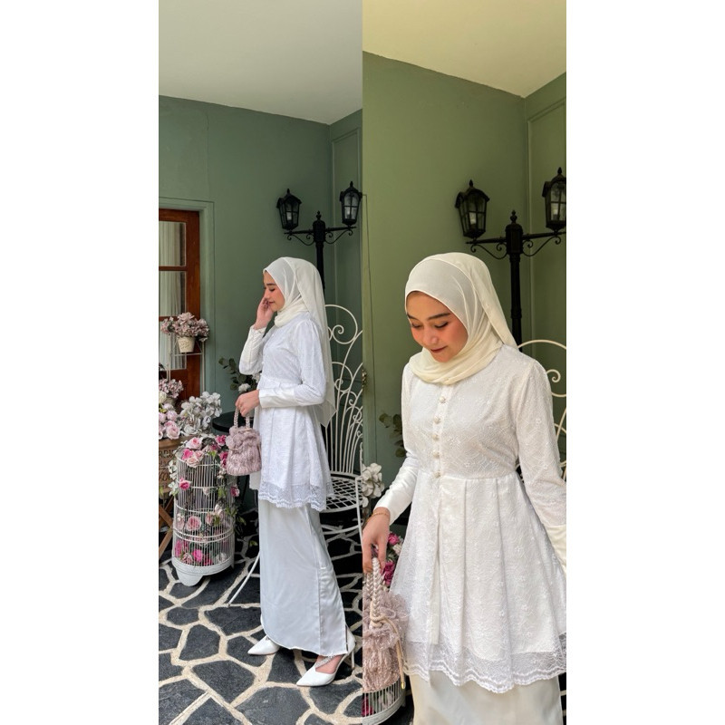 DRESS WANITA ZAHIRA KURUNG SET (blouse + rok) / DRESS LEBARAN BROKAT PREMIUM WANITA