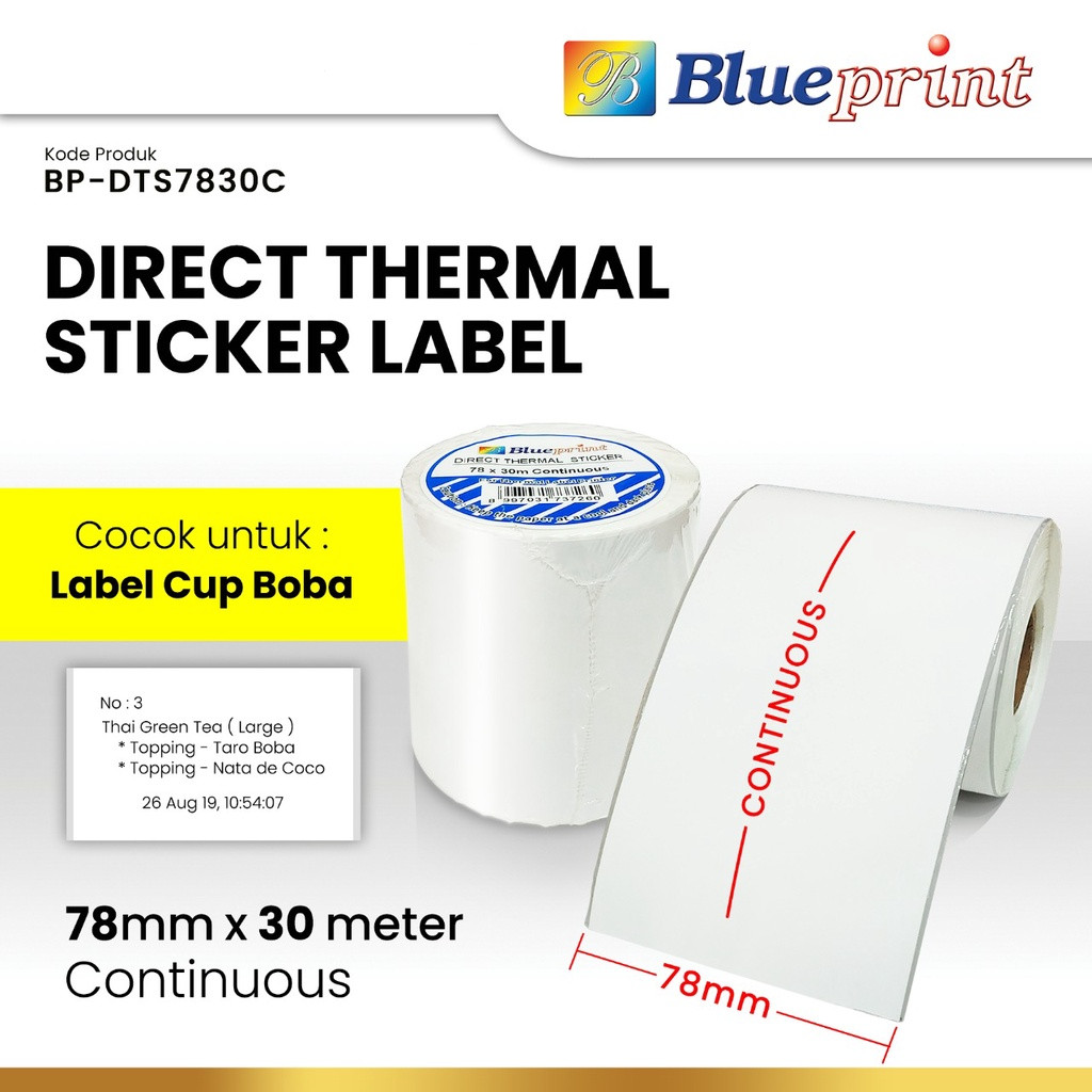 

BLUEPRINT LABEL STIKER 78X30 METER DIRECT THERMAL STICKER CONTINUOUS