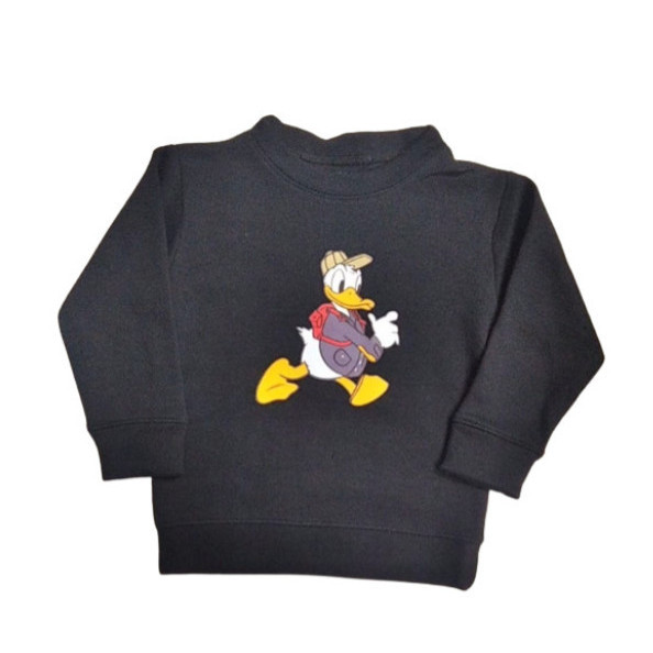 BAJU SWEATER UNIQLO DONALD DUCK BLACK ANAK PEREMPUAN / LAKI LAKI