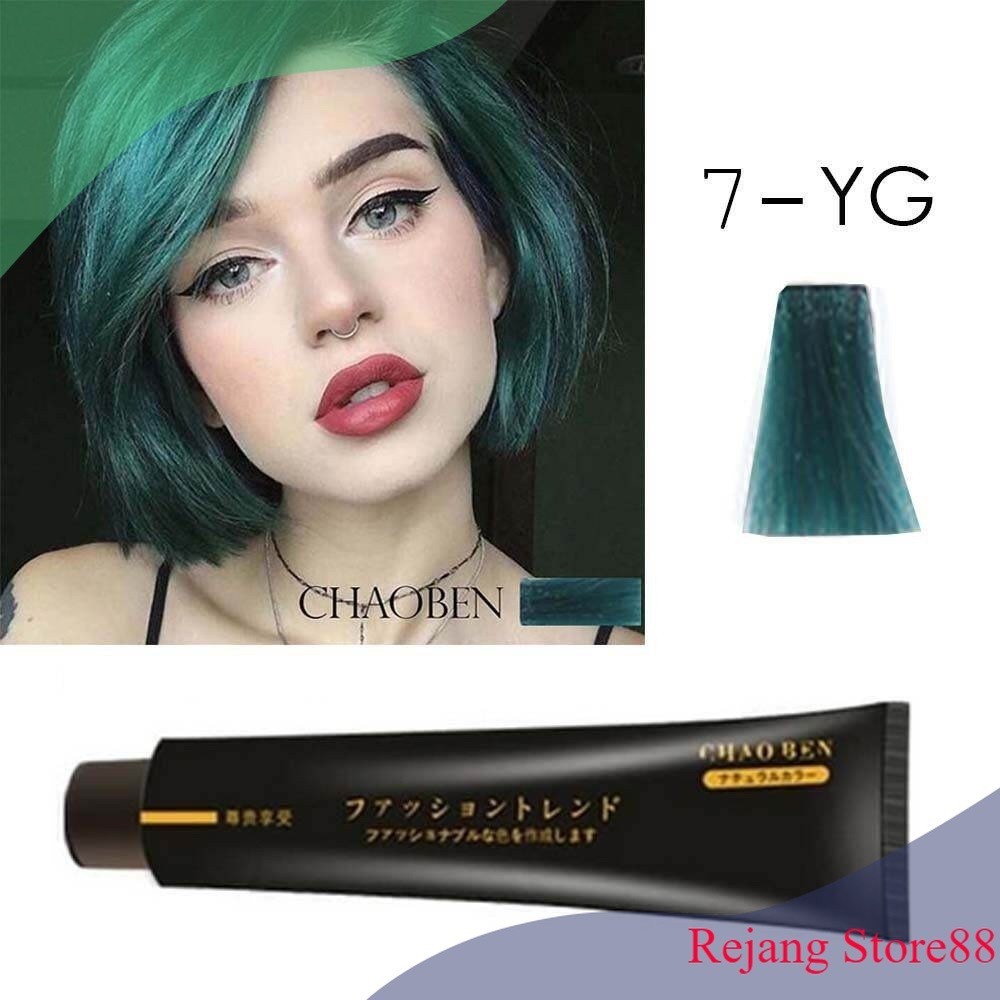 Cat Rambut Cat Pewarna Rambut CHAOBEN 7-YG Teal Hair Color Cream Cat Pewarna Rambut Hijau Biru 100ml