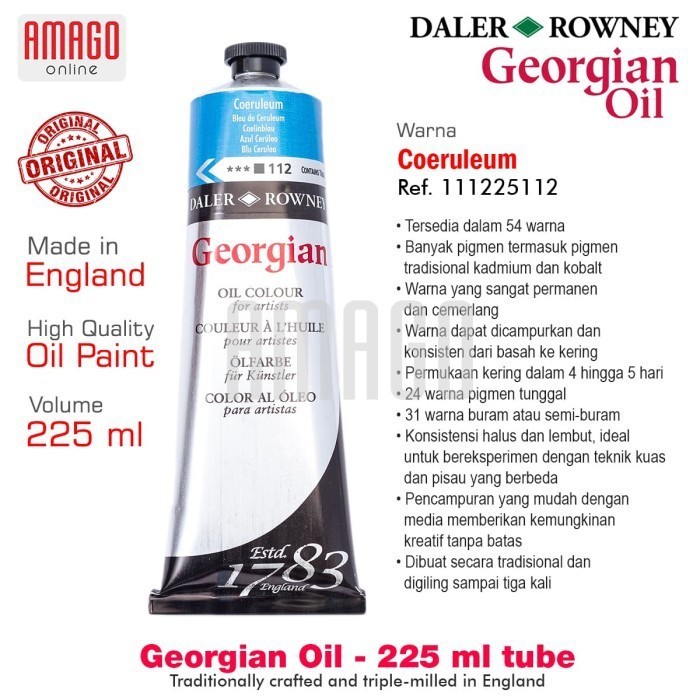 

Cat Minyak Lukis DALER-ROWNEY Georgian Oil Paint 225 ml - Coeruleum - 111225112