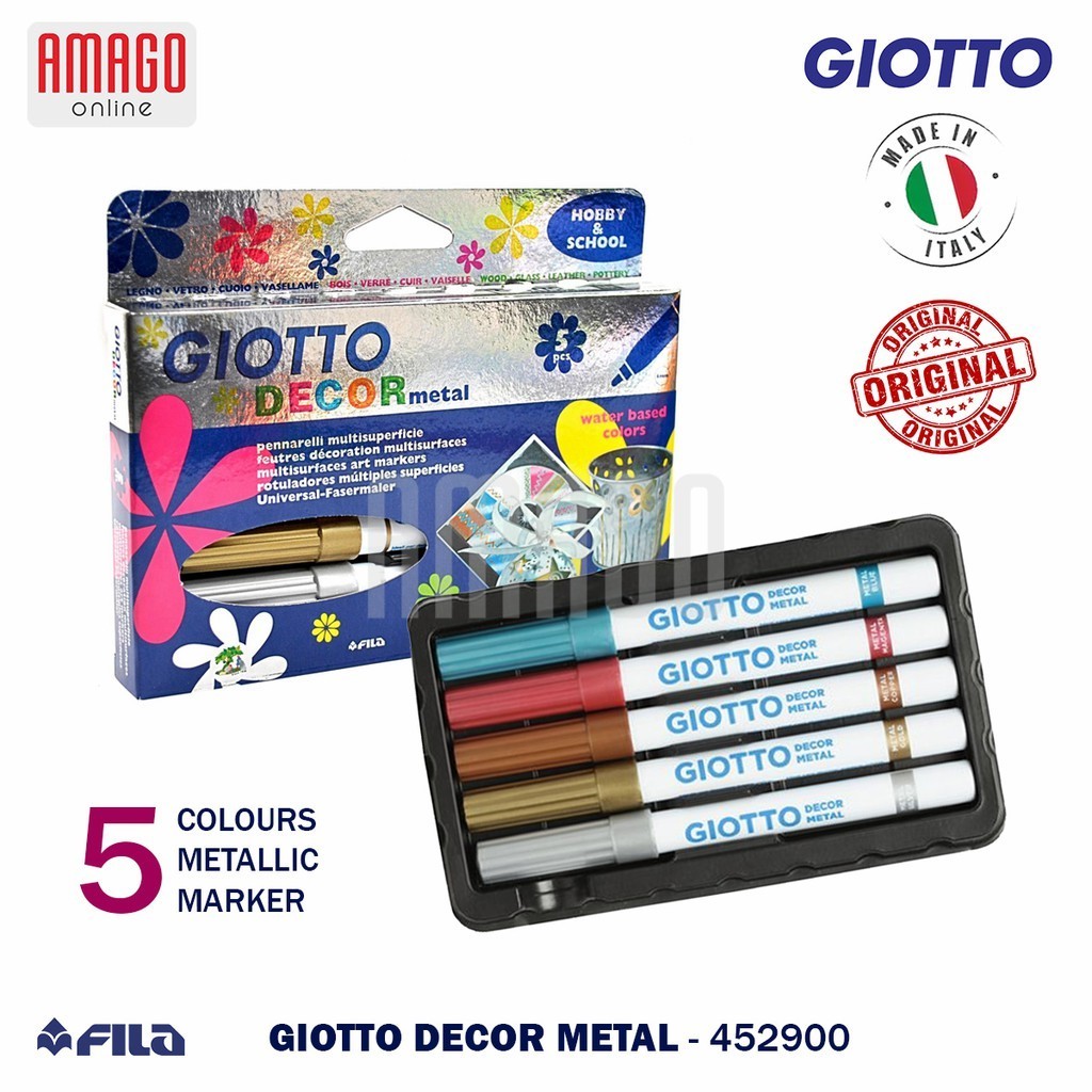 

Spidol Warna GIOTTO Decor Metal - Fiber Pen 5 Colors - 452900
