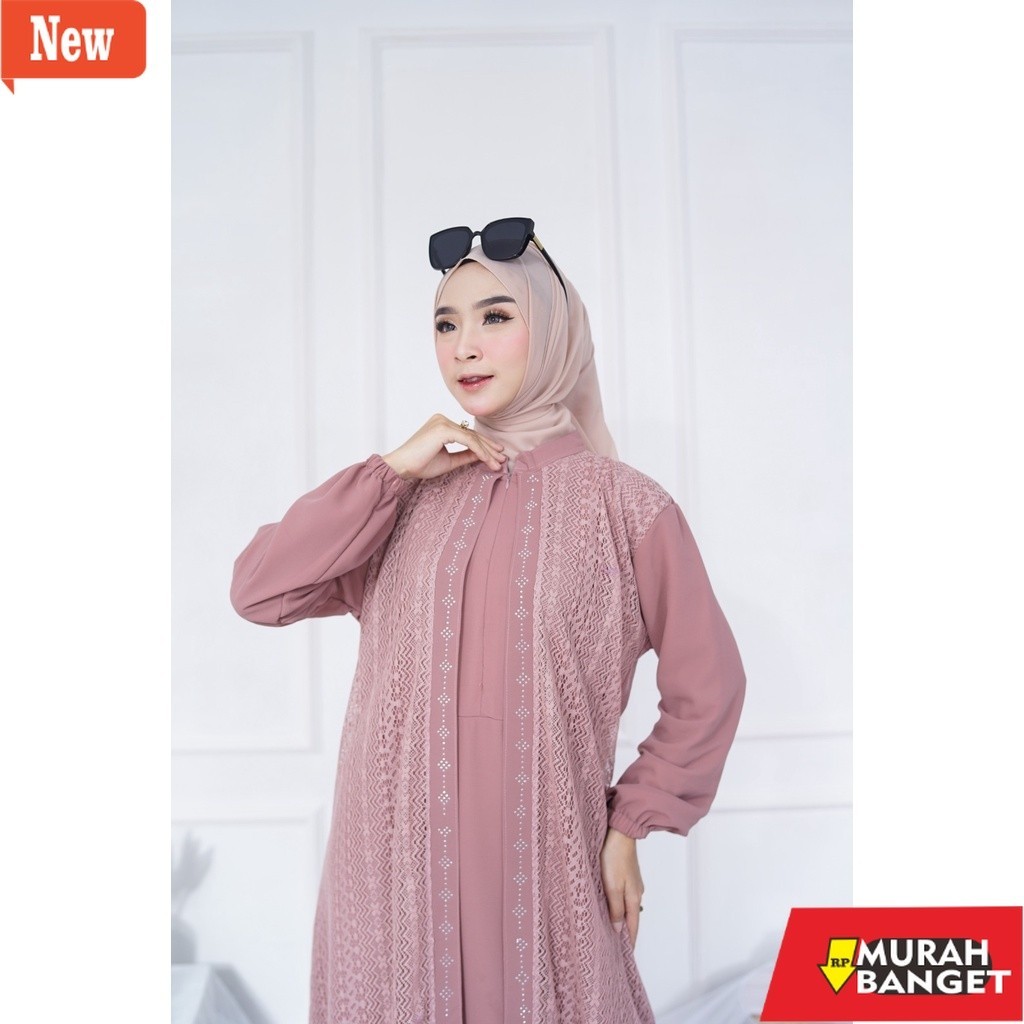 Baju lebaran ala Timur Tengah- ABAYA JIHAN / GAMIS WANITA TERBARU / CERUTY BABYDOLL PREMIUM APLIKASI