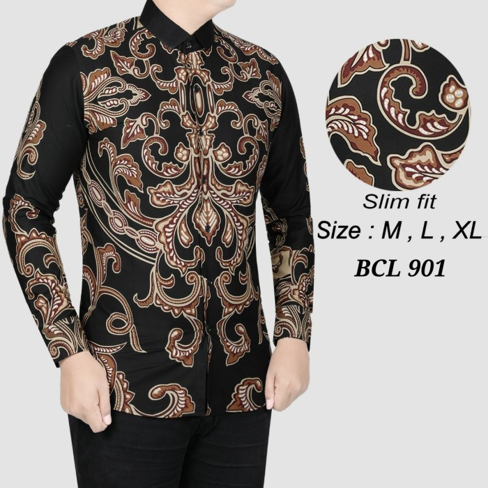 promosi toko BATIK SOLO / BAJU KEMEJA BATIK PRIA SLIM FIT / LENGAN PANJANG BCL698 - #4, M