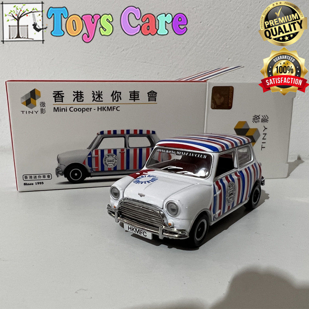TINY MINI COOPER HKMFC HONGKONG MINI FAN CLUB STRIP MERAH BIRU - MORRIS MK 1 CLASSIC DIECAST MINISCA